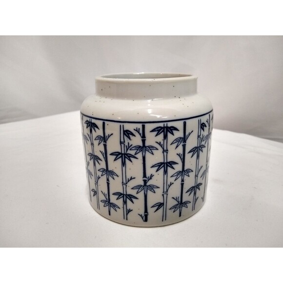 Vintage Takahashi Porcelain Jar Bamboo Design w/ Lid Made in Japan - Picture 4 of 13